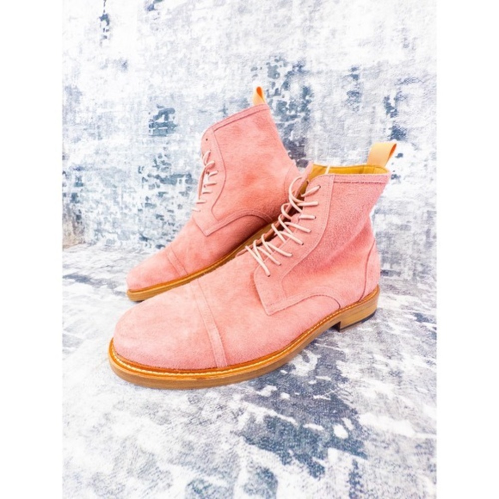 Marc‎ Nolan Hudson Mens 16 Pink Suede Cap Toe Lug Sole Boots  NWOT